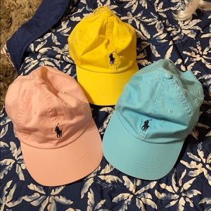 Three Polo baseball caps